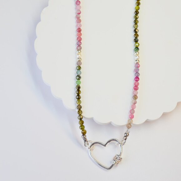 Tourmaline & Heart Necklace 18 inch - Picture 6 of 6